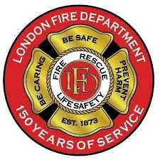London Fire Department 150 Years of Service emblem.