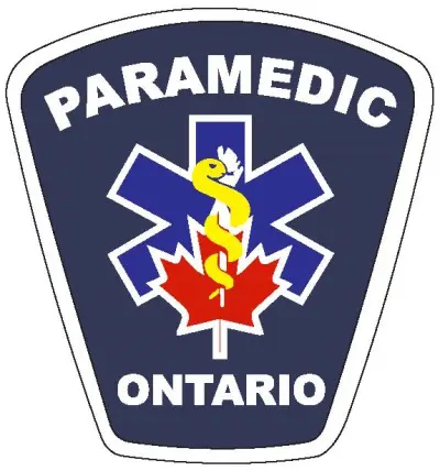 Paramedic Ontario emblem with medical and Canadian symbols.